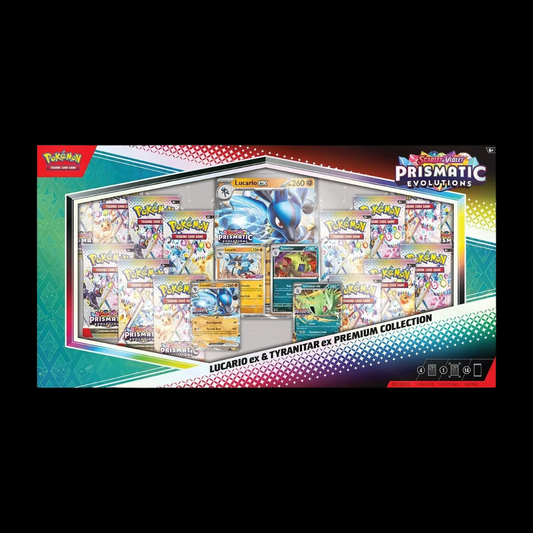 Pokémon TCG: Prismatic Evolutions Lucario ex & Tyranitar ex Premium Collection Box