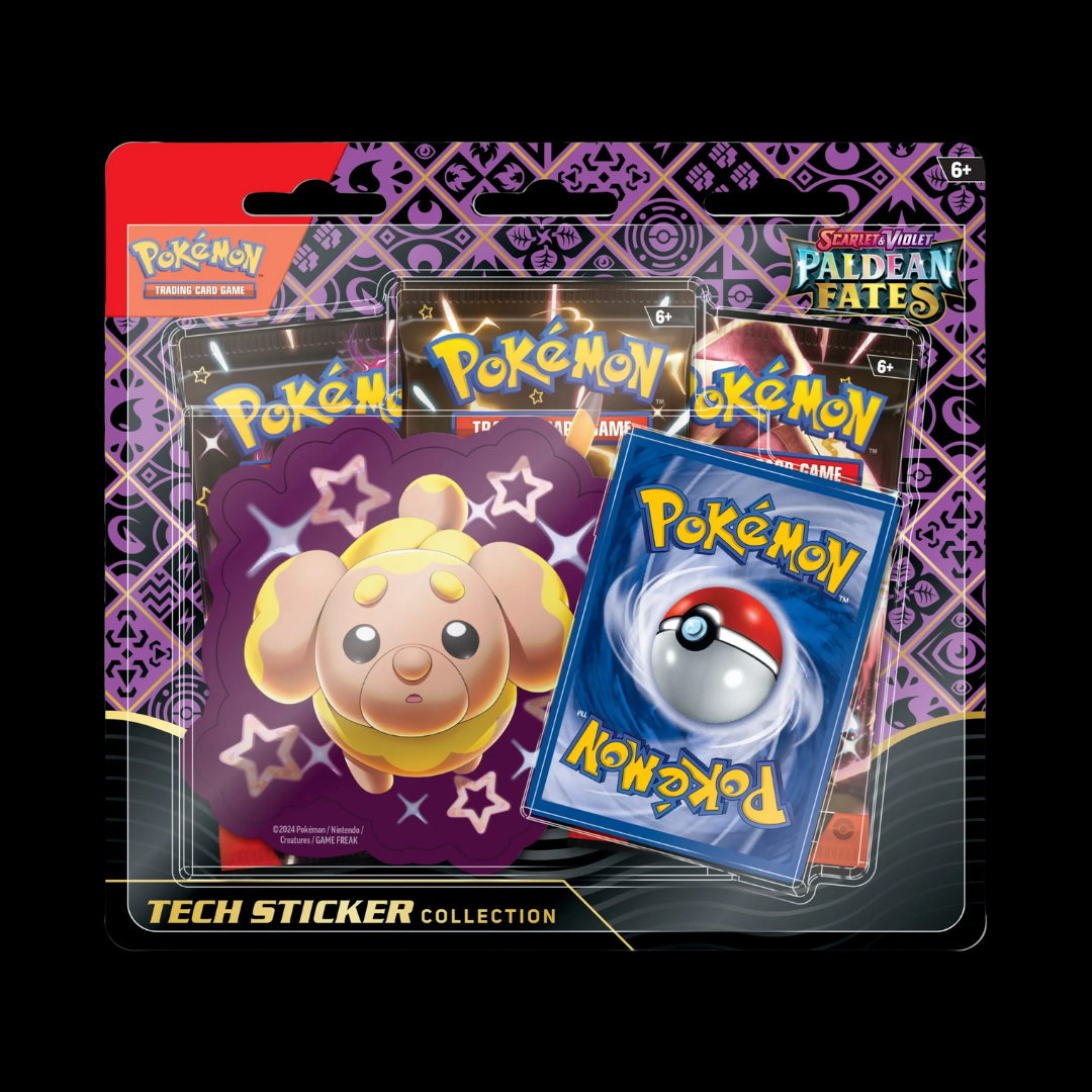 Paldean Fates 3 Pack Blister Tech Sticker Display (12 x Tech sticker)