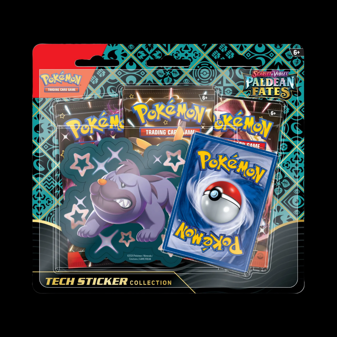 Paldean Fates 3 Pack Blister Tech Sticker Display (12 x Tech sticker)