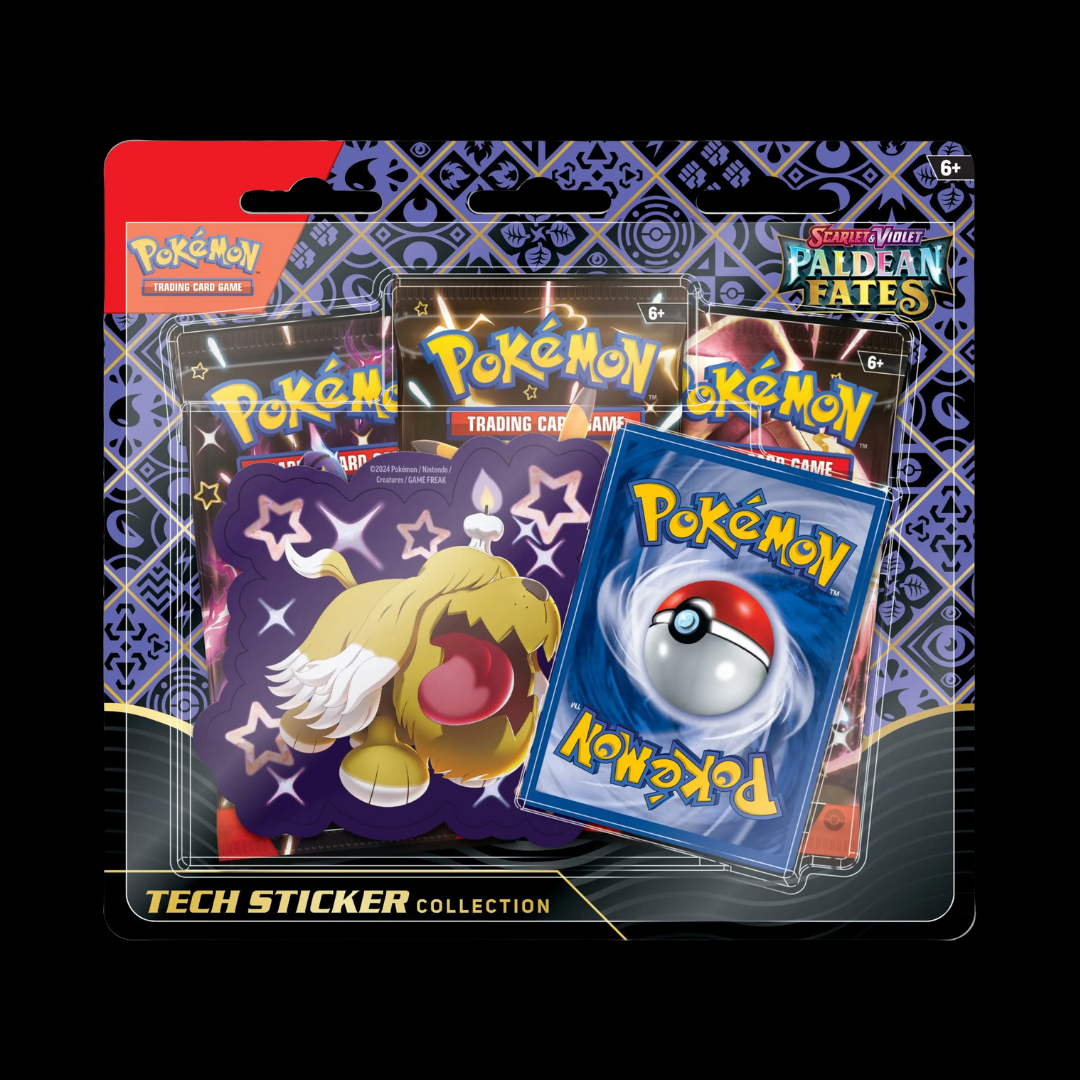 Paldean Fates 3 Pack Blister Tech Sticker Display (12 x Tech sticker)